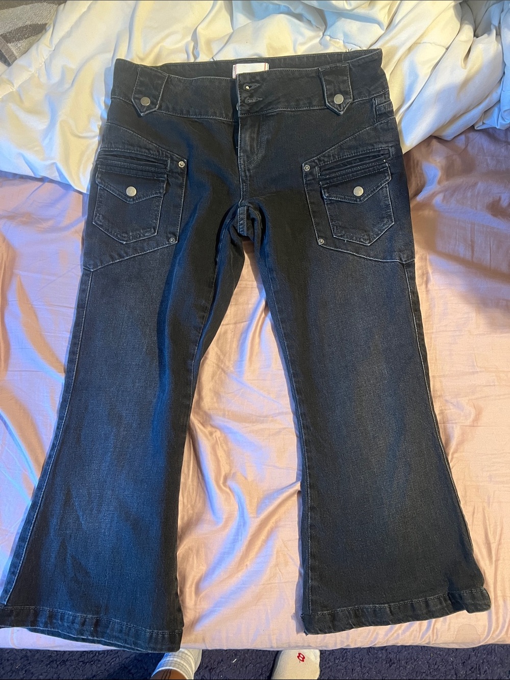 BDG Black Flare Jeans with Cargo-Style Front Pockets